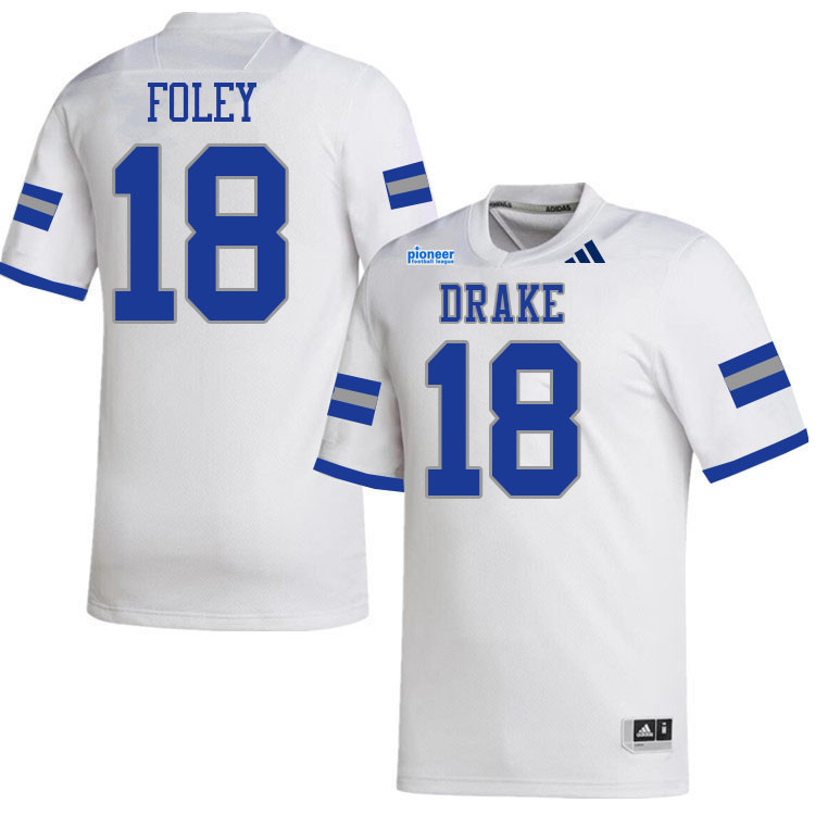 Drake Bulldogs #18 Hank Foley College Football Jerseys,Uniforms-White